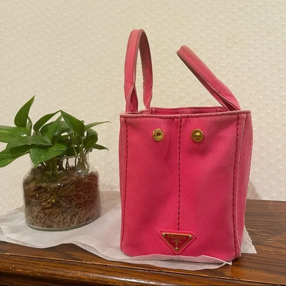 Authentic Prada Canapa Handbag/ sling bag Color Peonia/ Pink - Picture 5 of 15